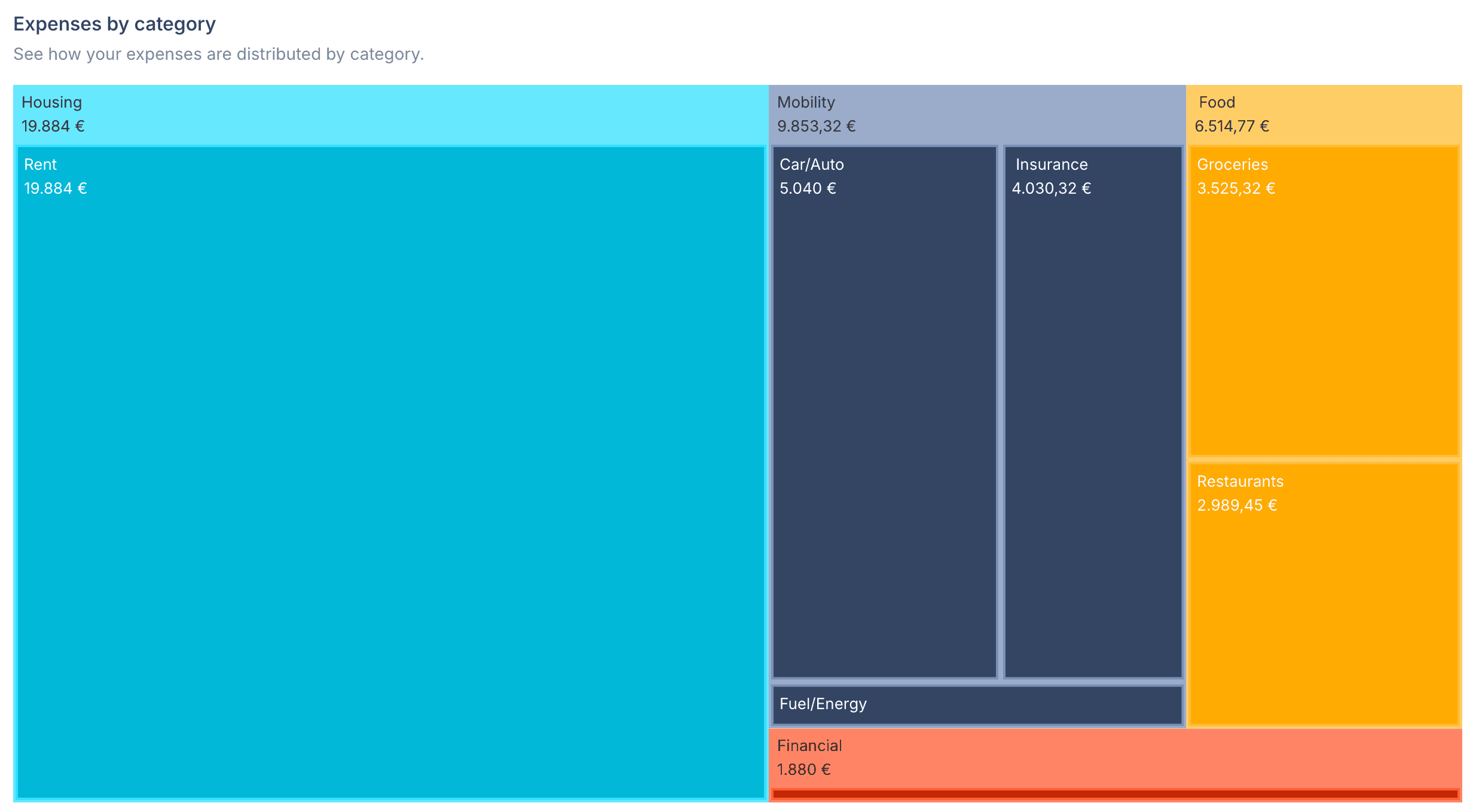 View expense breakdown by category