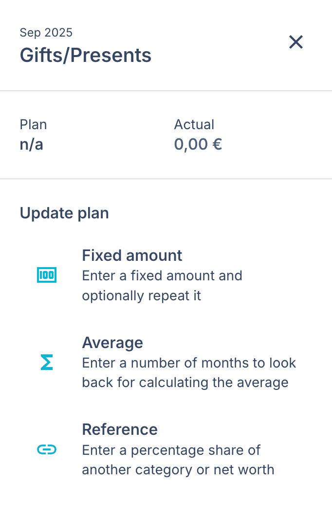 In the sidebar you can choose from a couple of different plan methods